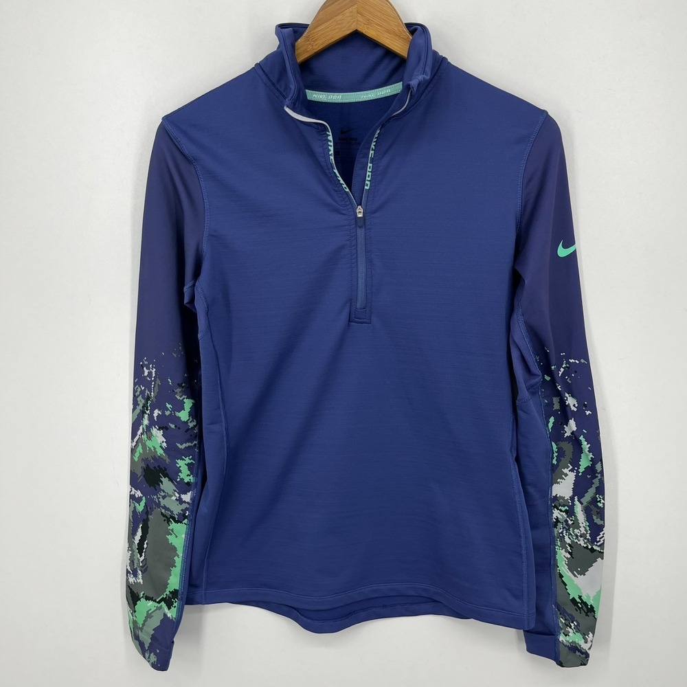 Nike Pro Hyperwarm Pullover Sweatshirt Women's Size L Purple 1/2 Zip Mock Neck